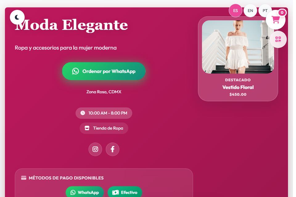 Vista real de una tienda de moda creada con MiniTiendAI